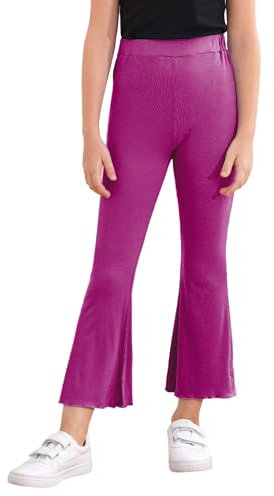 Zaldita Mädchen Schlaghose Lang Elastischer Bund Sporthose Trainingshose Stretch Flared Leggings Tanzhose Slim Fit Pants Yoga Jazz Fitness Hot Pink 92-98