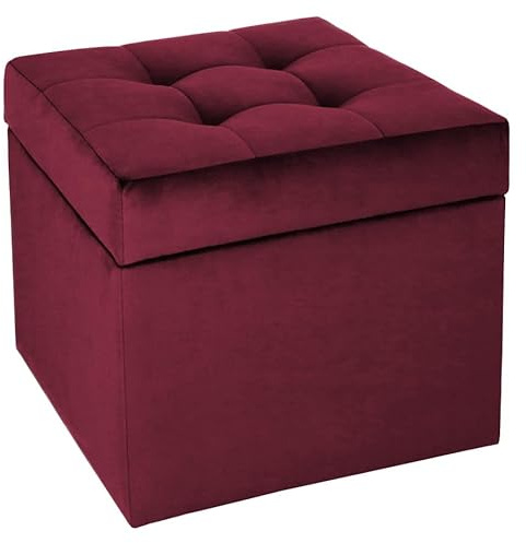 MG Design Polsterhocker 45 x 45 cm Rot mit Stauraum (ca. 50 L), robust und formstabil, bis 300 kg belastbar, komplett montiert und schnell zu reinigen – für Wohnzimmer, Flur und Schlafzimmer