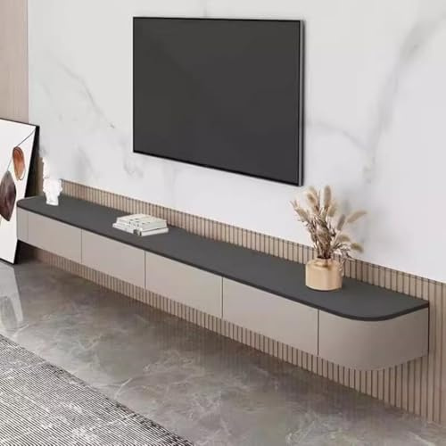 Schwebender TV-Ständer-Schrank TV-Schrank Schwebend Schwebende Regale Mit 2 Schubladen Und Tür Moderne Unterhaltungsmedien Konsole Center Große Lagerung Für Wohnzimmer & Büro(220 * 20 * 24cm)