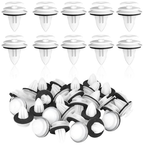 50pcs Grapas Coche Paneles de Puerta, Coches Clips Remache Plastico, Clips Sujeción para Automóviles, Remaches para tapizado puerta coche, con Anillo Sellado Esponja, Compatibles Mayoría Vehículos