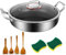 WXFKLDJ 32cm, Sauteuse avec Couvercle en Acier Inoxydable Antiadhésif Profond Poêle À Frire Wok Et Poêles À Sauter 7 Couches Chauffage Rapide Et Uniforme Compatible avec Toutes Les Plaques De Cuisson