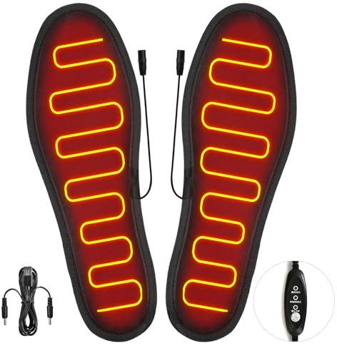 Beheizbare Einlegesohlen Thermosohlen Akkubetrieb, Beheizbare Sohlen, Elektrische Heizsohlen für Schuhe Aufladbar, USB-Fußwärmer Waschbar, Wärmesohlen für Skifahren, Wandern, Camping, Angeln