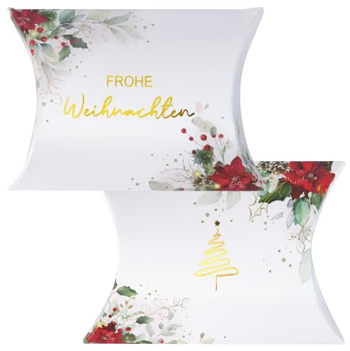 MEJOSER Geschenkbox Weihnachten (50 Stück) Weihnachtsboxen Klein Schachteln Weihnachten Boxen Weihnachten Verpackungen zum Befüllen Weihnachtsschachteln Faltschachtel für Süßigkeiten