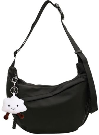 AYNKH Mezzaluna Borse a tracolla in nylon con grazioso ciondolo a forma di nuvola, multi-tasca, borsa a tracolla, borsa a tracolla, borsa a tracolla, borsa lunare, borsa grande capacità, per viaggi,