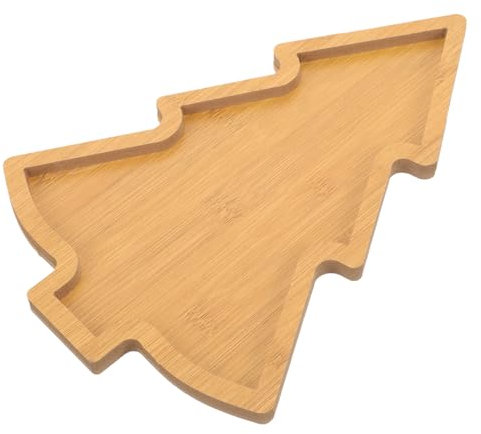 Ciieeo 1pc Wooden Christmas Tree Serving Tray Wooden Appetizer Tray Christmas Serving Dish Tree Snack Candy Dish Plate for Home Kitchen (Size C）