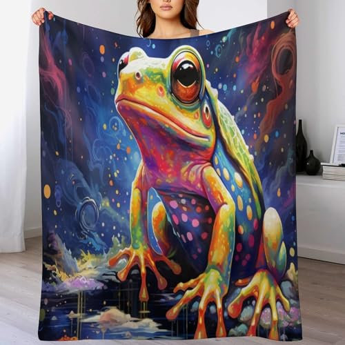 AAPZY Frosch Decke Flauschig & Super Weich - Hochwertige Flannel Fleecedecke Auch Als Wohndecke, Tagesdecke, Sofadecke & Wohnzimmer Geeignet - Überwurf Decke Sofa & Couch, （130×150cm）