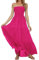 Timathous Femmes hors Shoulder D'été Sans Bretelles Plage Bohème Maxi Robe,Top Tube Longue Robes Robe, Rose 2, XL