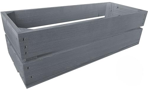 Lermowood Holzkisten Reg 50 x 20 x 15cm Grau | Dekokisten aus Holz Massive Holzkiste Regalkiste Weinkiste