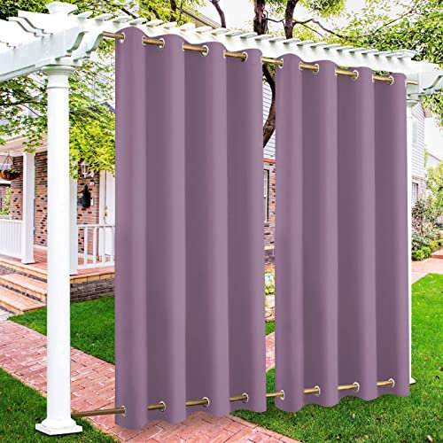 Outdoor-Vorhang, wasserdicht, mit Wärmedämmung, doppelte Ösen, winddicht und verdunkelnd, ideal für Garten, Terrasse, Pavillon, Pergola, 254 x 274,3 cm, Lila