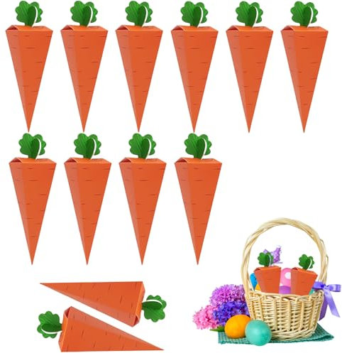 Zernblend 10 Stück Ostertaschen in Karottenform, Papiertüten für Osternester, Dekoration und Geschenke, Geschenktüte, Geschenktüten, Papiertüten, Ostern