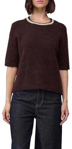 s.Oliver Softer Kurzarm-Pullover aus Wollmix mit Schmuck-Detail