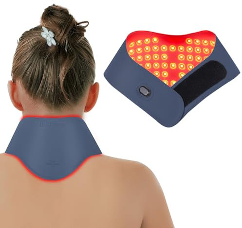 Hello Face Red Light Neck Therapy, 147 LED Infrared Light Therapy with TriChip™ Tech, Rechargeable Remote Control, Timer, Portable 660nm 850nm Near Infrared Therapy Wrap for Neck Shoulder Pain(Blue)