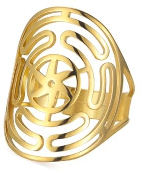 Amaxer Rad der Hekate Symbol Ring für Frauen Gottin Hekate Schmuck Edelstahl offen einstellbar Finger Ring Zierlich Schmuck (Gold)