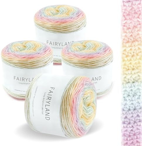 bechoanigel Farbverlaufsgarn, 400g (4x100g) Wolle Farbverlauf Super weich | Garn zum Stricken und Häkeln, ideal für DIY‑Projekte wie Schals, Decken, Kissen sowie Hüte