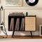 RELAX4LIFE Giradischi Vinili Stand Tavolino con Stazione di Ricarica, Espositore per Dischi Fino a 200 Album, Mensole Regolabile, Supporto per Giradischi, 80 x 40 x 65 cm (Nero)