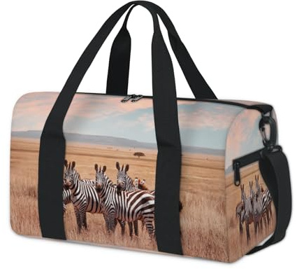 Wild Zebra Sporttasche für Kinder, Mädchen, Jungen, Damen, Herren, afrikanisches Zebra, Übernachtung, Wochenender, Reisetasche, Tragetasche, Fitnessstudio, lässige Seesack