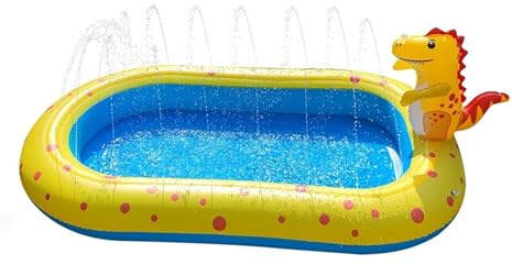 Piscina Hinchable Piscina Inflable con rociador, Plegable, for Exteriores, con Dinosaurios y rociadores, for Agua