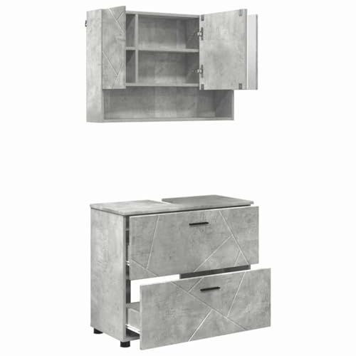 vidaXL Bathroom Furniture Set 2 pcs Concrete grey 76.5 x 35 x 64 cm,