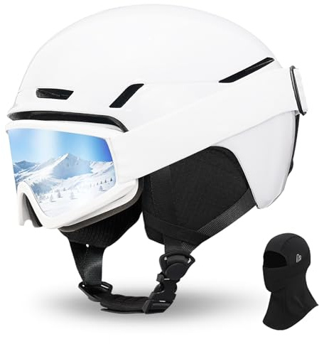 VCOROS Skihelm mit Skibrille Skimaske DXH-816 Skihelme für Damen Herren | Ski Helmet mit Abnehmbare Ohrpolster Atmungsaktiver Stoßdämpfung UV Verstellbarer Snowboard Helm für Skifahren
