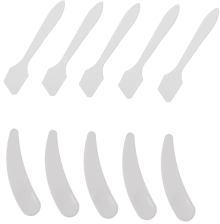 UKCOCO Spatola Per Trucco e Applicatore Di Crema Viso 10 Pezzi Set Trasparente e Bianco, Scoop Di Bellezza Per Maschera e Crema Contorno Occhi, Strumento Per Applicazione Cosmetica in Viaggio