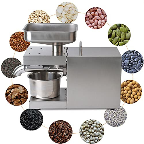 600W Edelstahl Automatische Heiß- und Kaltölpresse, Automatische Ölpresse 200℃ Erdnuss-Ölpresse mit Handschuh, Ölgewinnungsmaschine für Erdnuss, Sonnenblumen, Walnuss, Oliven