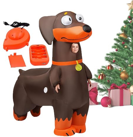 ZHUMCCY Costume Gonfiabile Da Bassotto | Costume Gonfiabile Da Cane - Tuta Stagionale Soffiabile da Bassotto,Per Bambini All'Aperto Al Chiuso Casa Natale Festa Raduno Cosplay Carnevale Foto