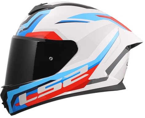 LS2, Integraler Motorradhelm RAPID III HYPER White Blue Red, XS