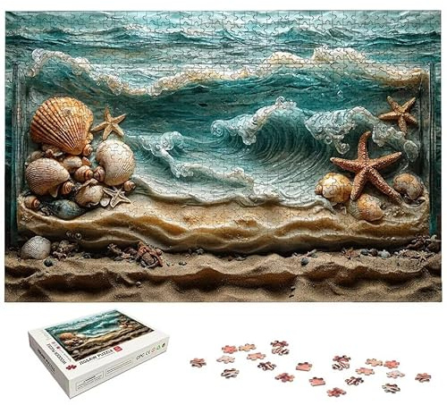 Puzzle 3000 Teile, Strand Puzzle 3000 Teile Erwachsene, Landschaft Holzpuzzle Erwachsene, Puzzlespiele für Die Ganze Familie, EIN Herausforderndes Rätsel, Holzpuzzle für Zimmer Deko, Geschenke, -5343