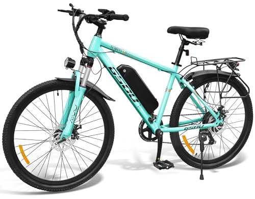 GSOU Electric Bike for Adults, 26'' E-Bike UK Legal 250W, E-Mountain Bike 60+ Miles Range - 13Ah Removable Battery, 7 Speed, Smart LCD, Dual Disc Brakes, Lockable Suspension, City Commute Road E-Bike