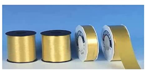 C.E. PATTBERG Nastro colore oro, rotolo nastro regalo, lungh. 91 m, largh. 25 mm, per decorare, abbellire pacchetti di Natale e pacchi regalo in ogni occasione