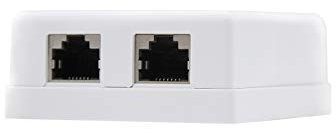 NanoCable 10.21.1002 - Roseta de Superficie RJ45 con 2 tomas de conexión Cat.5E UTP, Blanco