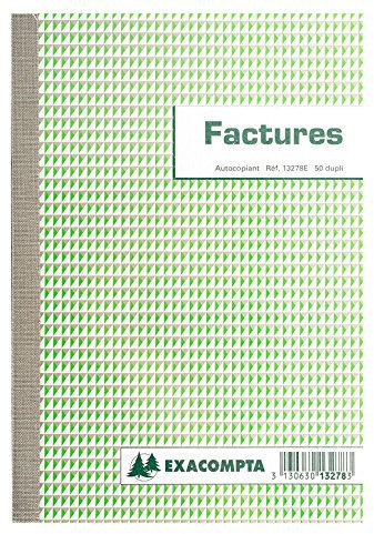 EXACOMPTA Lot de 10 Facturess 210 x 148 mm dupli autocopiant 50 feuillets 13278E