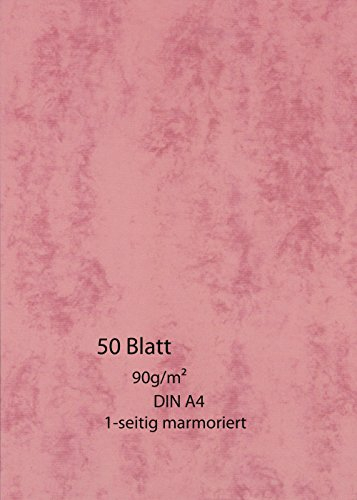 Marmor-Papier 50 Blatt - einseitig - rosarot - 90g - A4