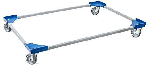 aidB Transportroller Variabel nicht unterteilt für Euroboxen mit 4 Gummilenkrollen, Blau, 1200x800 mm, variabler Rollwagen zum Transport von Kisten, Praktischer Kistenroller