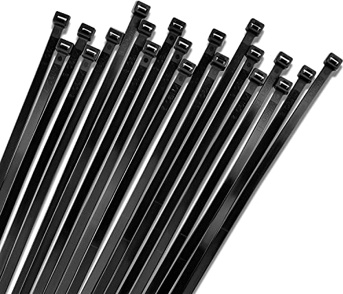 280mm Black Zip Cable Ties (1000 Pack), 22kgs Tensile Strength - Heavy Duty, Self-Locking Premium Nylon Cable Wire Ties for Indoor and Outdoor by Bolt Dropper