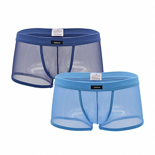 iooico Boxer Homme, sous-vêtement en Maille Souple Bleu, Taille S, M, L, XL, 1 unité