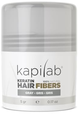 Kapilab Streuhaar Grau, Premium Haarpuder zur Haarverdichtung Haarfasern für Dünner Werdenes Haar Keratin Haarpulver Mehr Volumen Hair Fibers für Männer und Frauen - 5 gramm