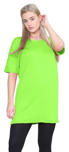 janisramone® Womens Short Sleeve Tunic T Shirts, Round Neck Oversized T Shirts for Women UK, Soft Comfortable Pj Dress, Perfect Summer Longline Ladies Tops
