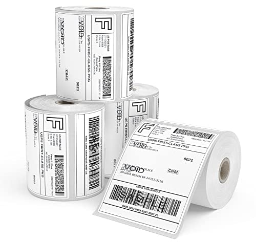 Thermal Labels 4 Roll 1000 Shipping Labels White 4 x 6(101x152mm) Packaging Envelopes Labels for Direct Thermal Printers