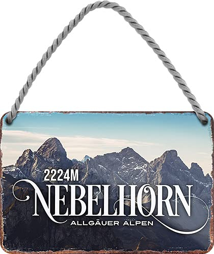 schilderkreis24 Blechschilder Kollektion 18x12cm Beliebte Urlaubsorte: (Nebelhorn Allgäuer Alpen 2224M)