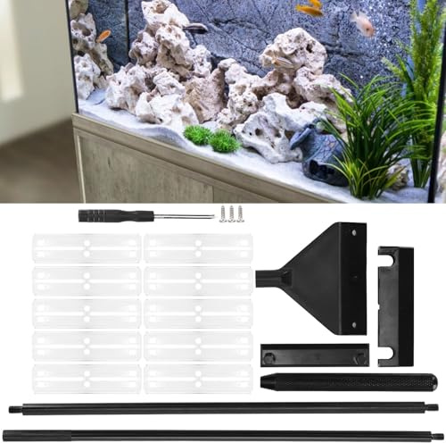 Tissting Aquarium Reinigungswerkzeuge, Algenschaber Aquariumschaber, Aquarium Algen Rasiermesser Schaber, 65cm Aquarien Reinigung Werkzeug,10 Stück Edelstahl Klingen Zubehör für Aquarien