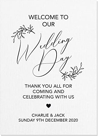 Personalised Welcome To Our Wedding Table Sign in White or Brown (FC32) (A3, White)