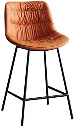 Natuogo Orange Leder Sitz Barstools, Moderne Design der Theaterstuhlstuhl Schränke Stuhl Black Metal Legs, geeignet für Theke, Bar, Kücheninsel