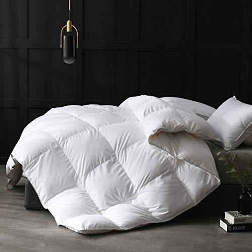 APSMILE Winter Bettdecke 155x220cm, Daunendecke 155x220cm, Hotel Collection Duvet mit Gänsedaunen und Gänsefedern, Geeignet für Einzelbette mit Wärme Natur Daunen Bettdecke, 8 Eckregister (Weiß,1295g)