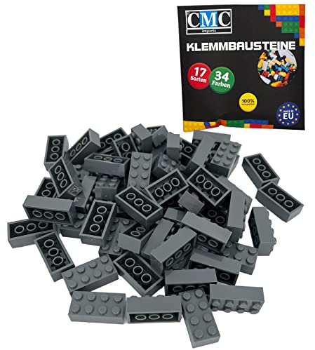 CMC imports 150 Klemmbausteine Bausteine 2x4 Noppen Kompatibel 8 Noppen freie Auswahl 34 Farben (851 - Dunkel Grau)