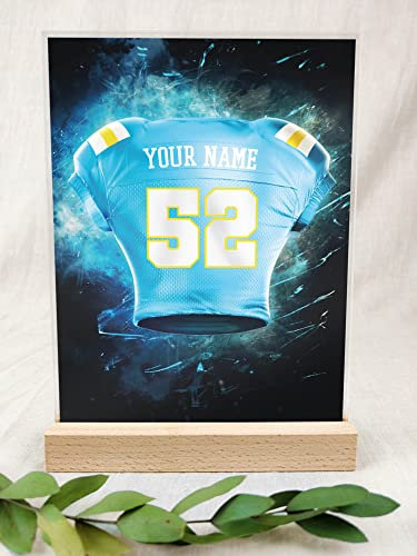 L.A. Acryl Tafel - Personalisiertes Geschenk für Football-Fans, American Football, Geschenke für Jungen, Fanartikel für Kinder, Trikot für L.A.-Fans