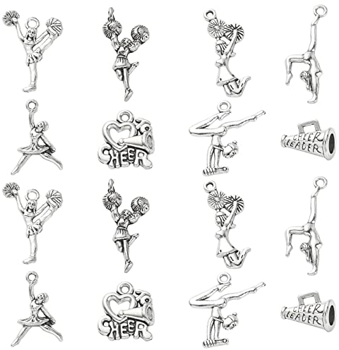 Airssory 80 Stück 8 Stile Mädchen Turnerin Tänzerin mit Pompons Gymnastik Charms Sport Cheerleader Charms für Armband Schmuck Basteln