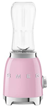 Smeg PBF01PKUK Retro 50’s Style Personal Blender, 2 x Bottles-To-Go, 2 Speed Settings, 600ml, 300W, Pink