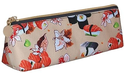 VGFJHNDF Federmäppchen aus Leder, dreieckig, mit Reißverschluss, minimalistisches Federmäppchen und Make-up-Tasche für Männer, Frauen, Mädchen, Jungen, Leckeres Sushi, Einheitsgröße, Make-up-Tasche