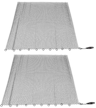 AUNMAS Kamingitter-Vorhang, Edelstahl-Funkenschutz mit Scroll-Design, Ersatzsieb-Zubehör für Herd und Kamin (24 * 22 Zoll)